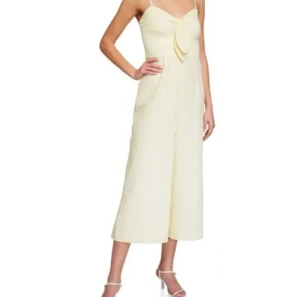 Anthropologie Hutch Jumpsuit Yellow White Stripe Savannah Cropped Wide Leg Sz 14 - Picture 1 of 7